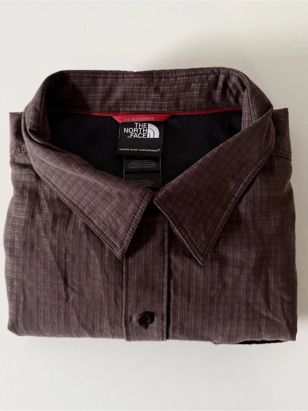 The North Face Performance Long Sleeve Shirt Men's XL Brown Outdoor